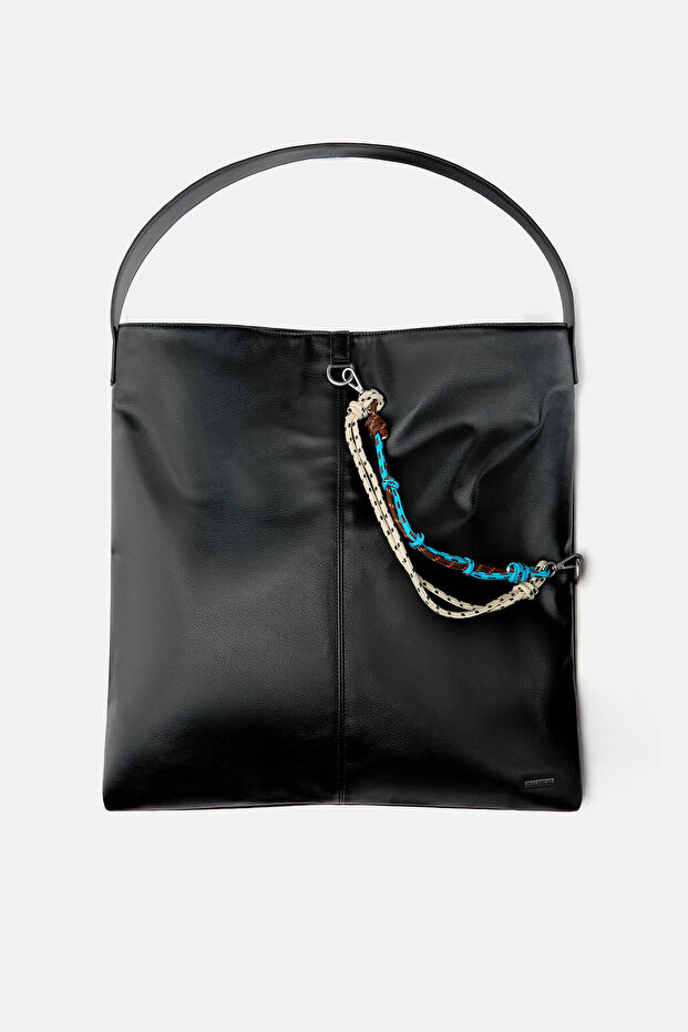 İpli shopper çanta - 4