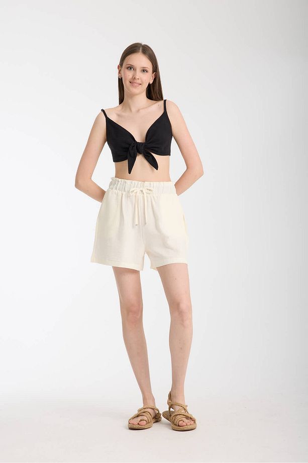 Kadın Beli Lastikli Muslin Şort - 3