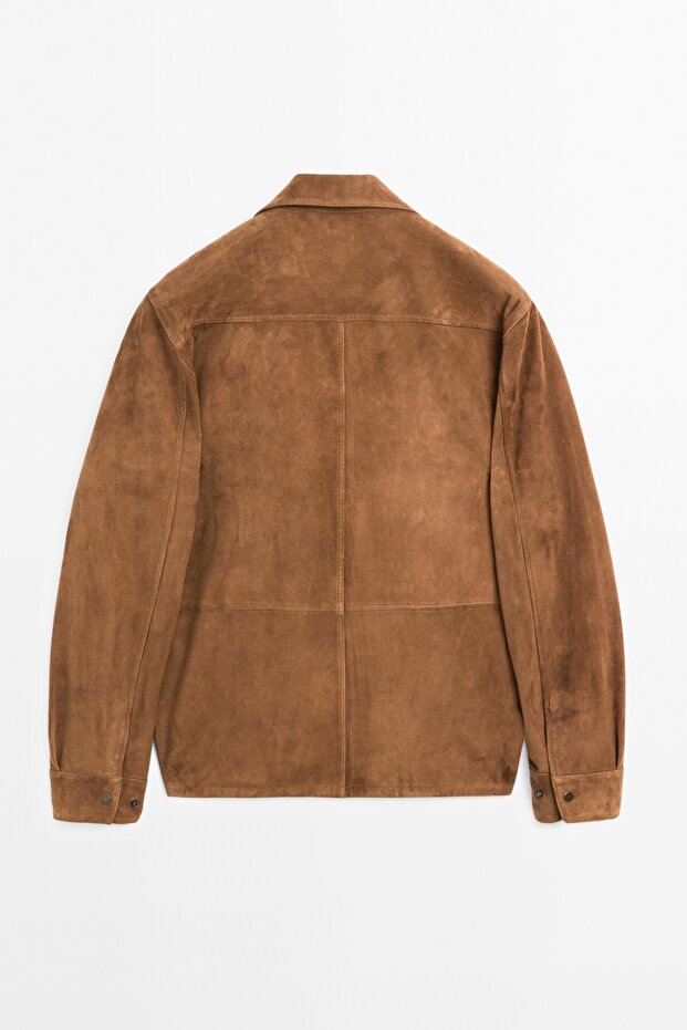 Hafif süet deri gömlek - 8