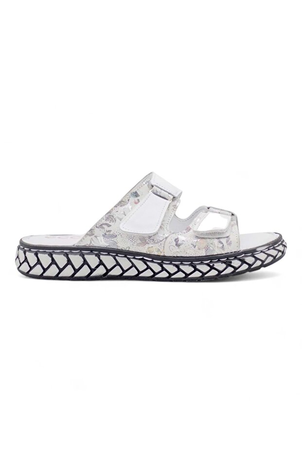 Mr White Orthopedic Cirtli Khaki Leather Women's Slippers