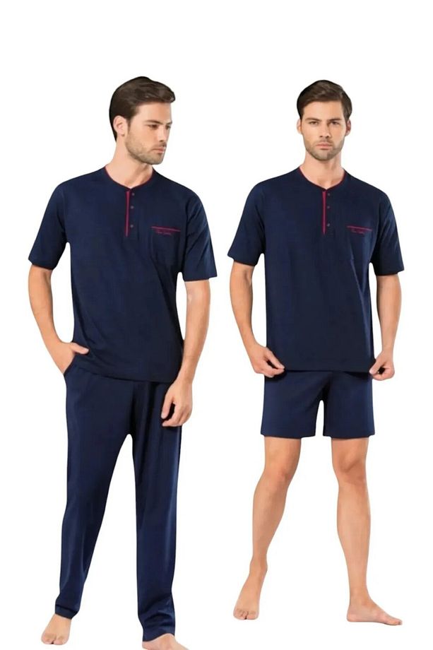 Erkek Giyim 3'lü Kısa Kollu %100 Pamuklu Pijama Takımı O1.L0.I2.VPC.24 - 3