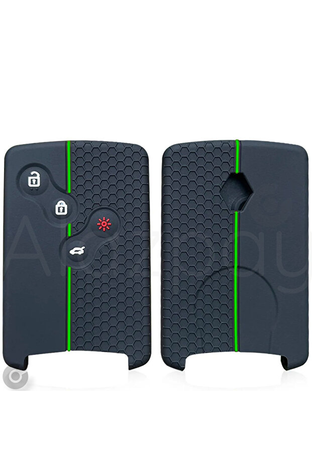 Renault Compatible Clio, Megane, Captur, Koleos, Fluence, Laguna Semi-Patterned Silicone Key Cover (Green)