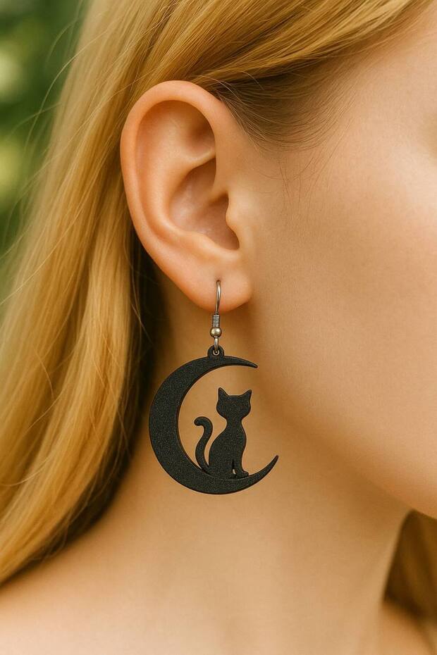 Shadow Cat 3D Earrings - 1