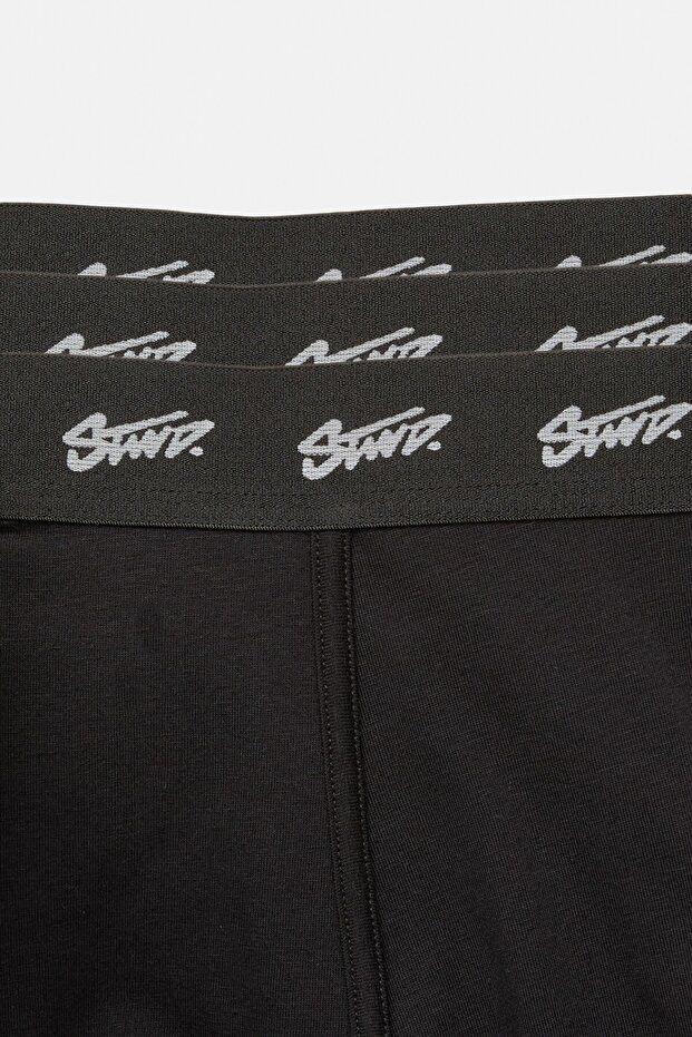 3'lü siyah STWD logolu boxer paketi - 4