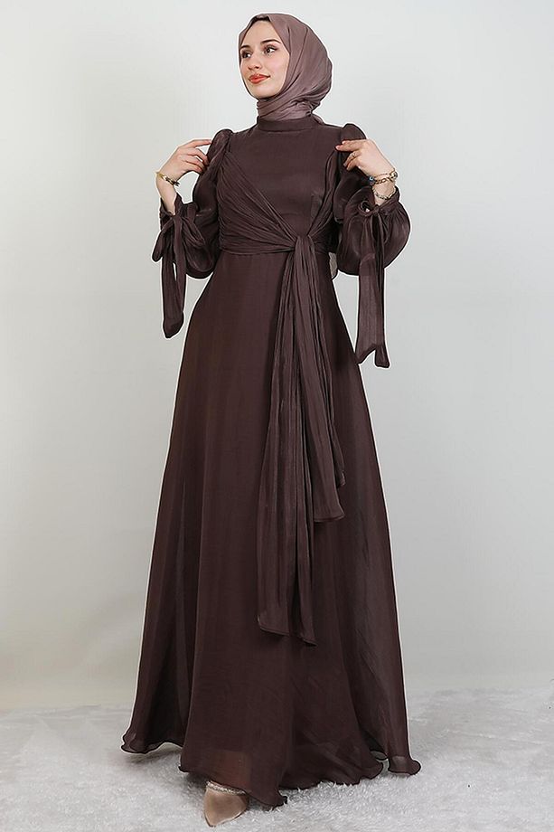 Sümbül Tesettür Elbise Acı Kahve - 3