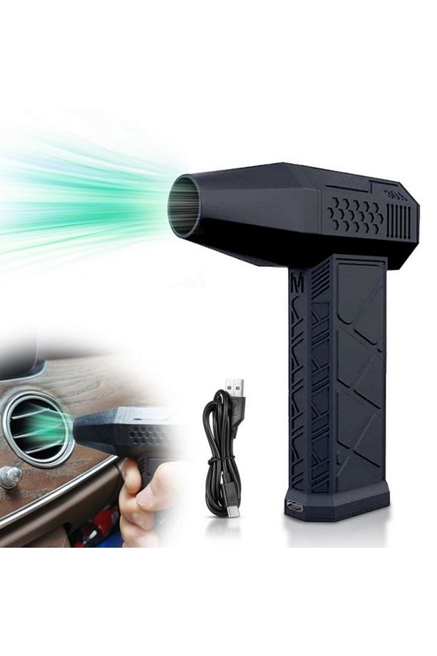 Şarjlı Mini Turbo Jet Şiddetli Fan Vantilatör Yüksek Hızlı Fanı Güçlü Hava Üfleyici Araç Süpürgesi - 2