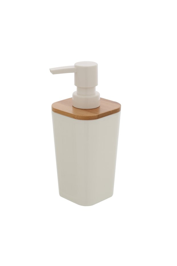 soap dispenser, Bamboo, White