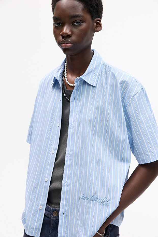 STWD çizgili kısa kollu gömlek - 5