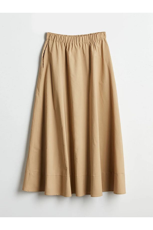 LCW Modest Beli Lastikli Poplin Kloş Etek - 5