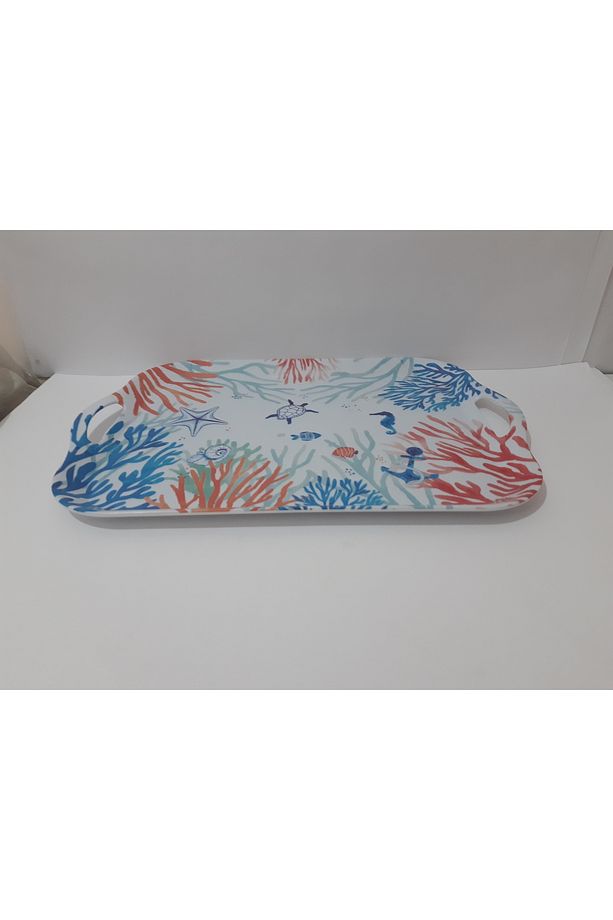 Melamin Çay Tepsi 44x30 CM Kulplu Melamin Çay Tepsisi Servis Tepsi Sunum Tepsisi - 3