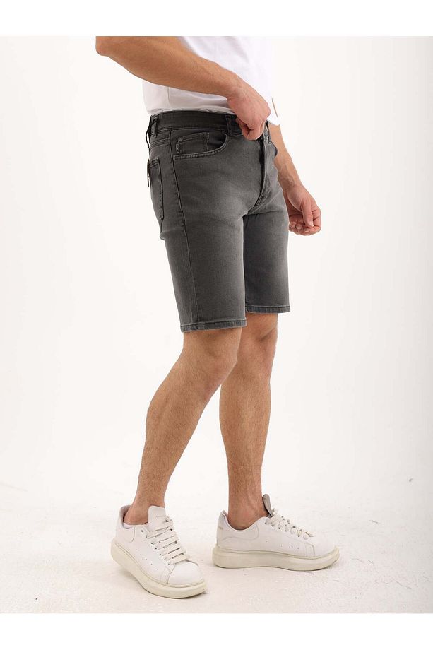 Erkek Regular Fit Asit Yıkama Kot şort - 4