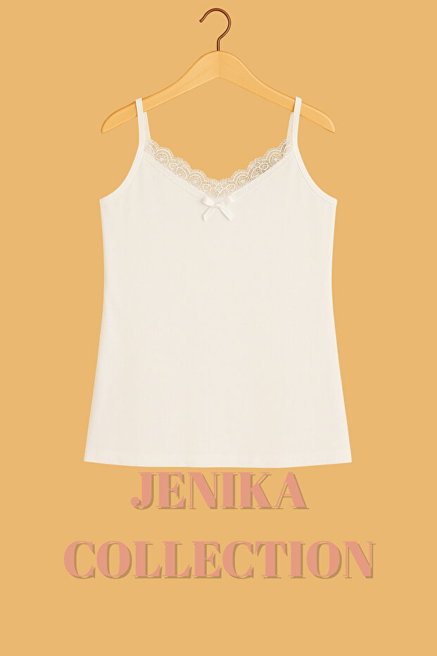 White Color Cotton Rope Strap Women's Tank Top