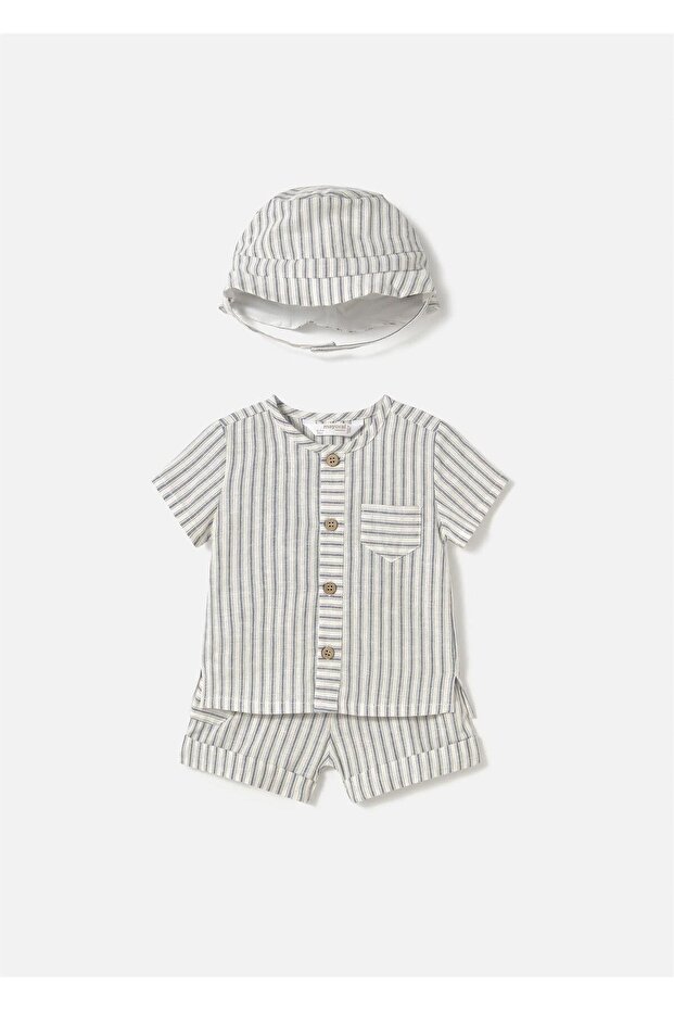 Baby Boy 3-Piece Striped Linen Suit Cream 1225
