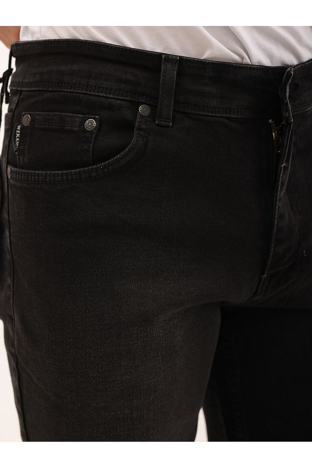 Erkek Regular Fit Asit Yıkama Kot şort - 8