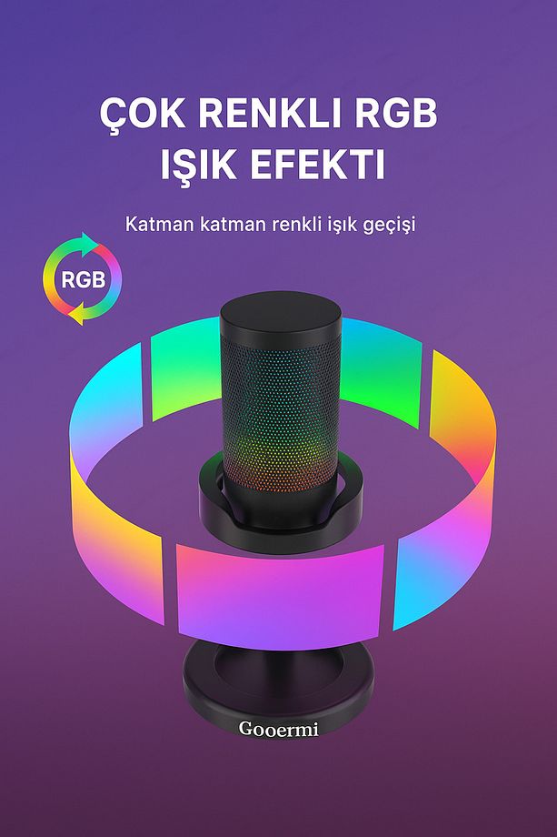 Rgb Işıklı Usb Mikrofon Seti Yayıncılar, Podcast Oyun İçin Profesyonel Kayıt Mikrofonu Kol Standı - 2