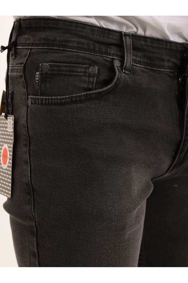 Erkek Regular Fit Asit Yıkama Kot şort - 9