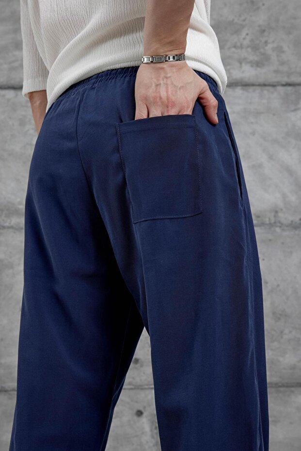 Lacivert Kp Duble Kumaş Baggy Pantolon - 5