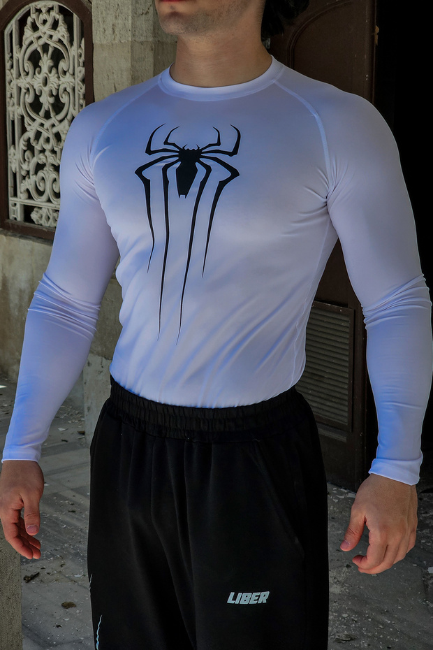 Spider - Long Sleeve Compression T-Shirt (White)