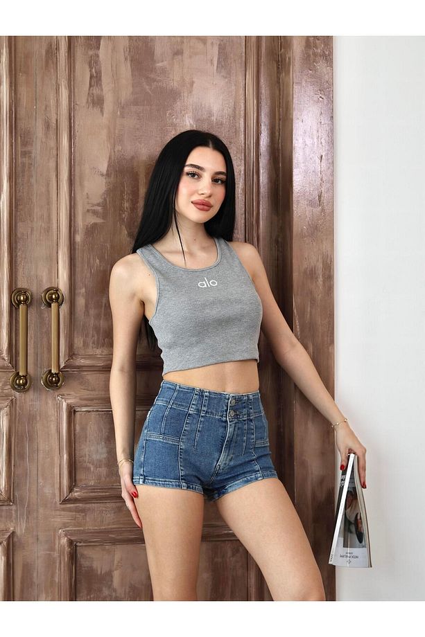 Dikiş detaylı Mini Denim Şort - 7