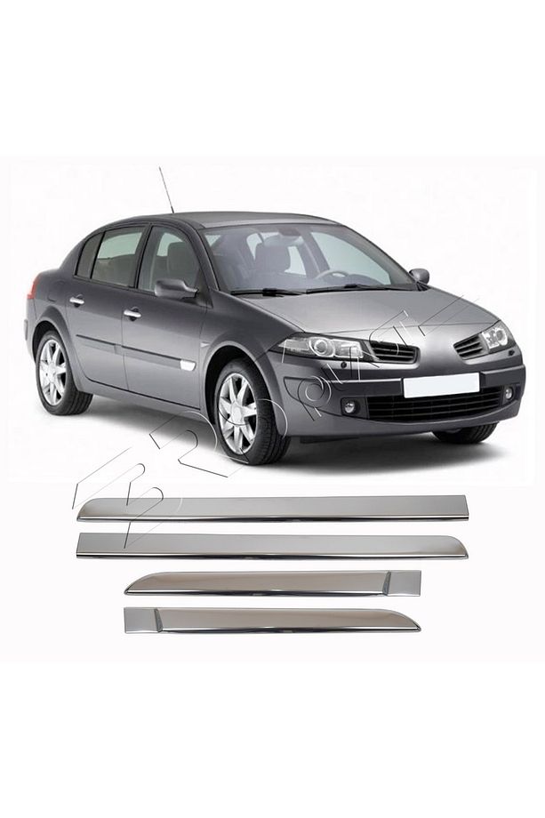 Renault Megane 2 Uyumlu 2002-2010 Krom Yan Kapı Çıtası 4 Parça Paslanmaz Çelik - 1