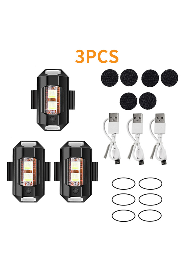 3Pcs Motorcycle Lights Drone Strobe Light USB LED Anti-Collision Bike Aircraft Night Flying Mini Fla