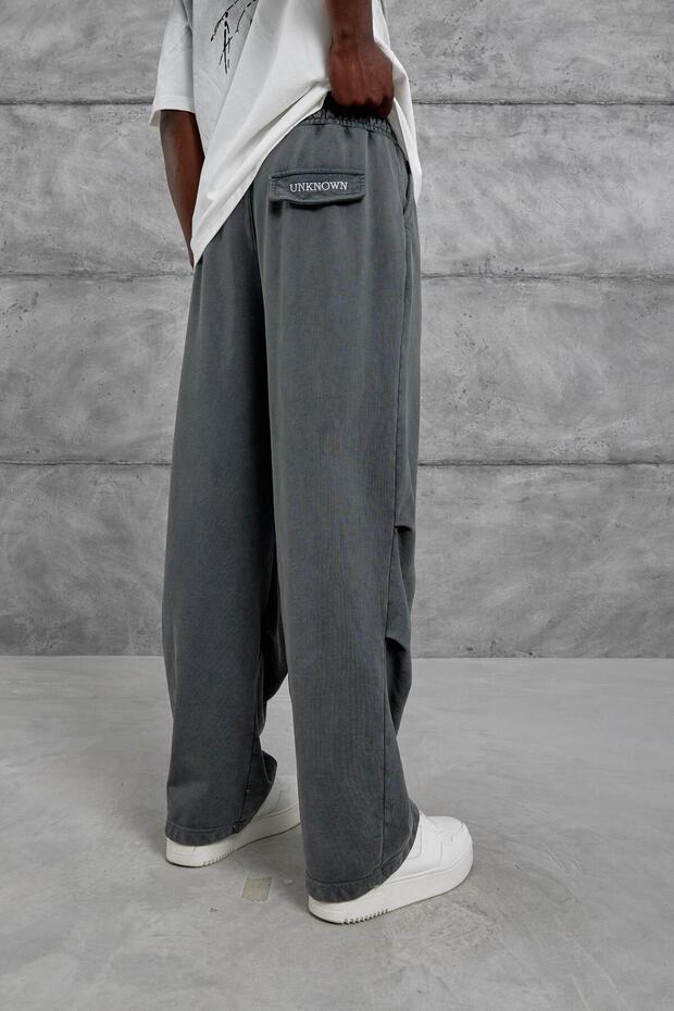 Füme Arka Cebi Unknown Yazılı Eşofman Altı - 4