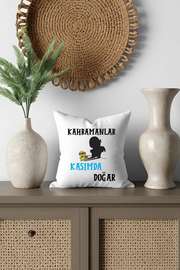 Heroes Are Born This Month Printed Gift for Wife, Lover, Friend Father Satin Mini Decorative Pillow