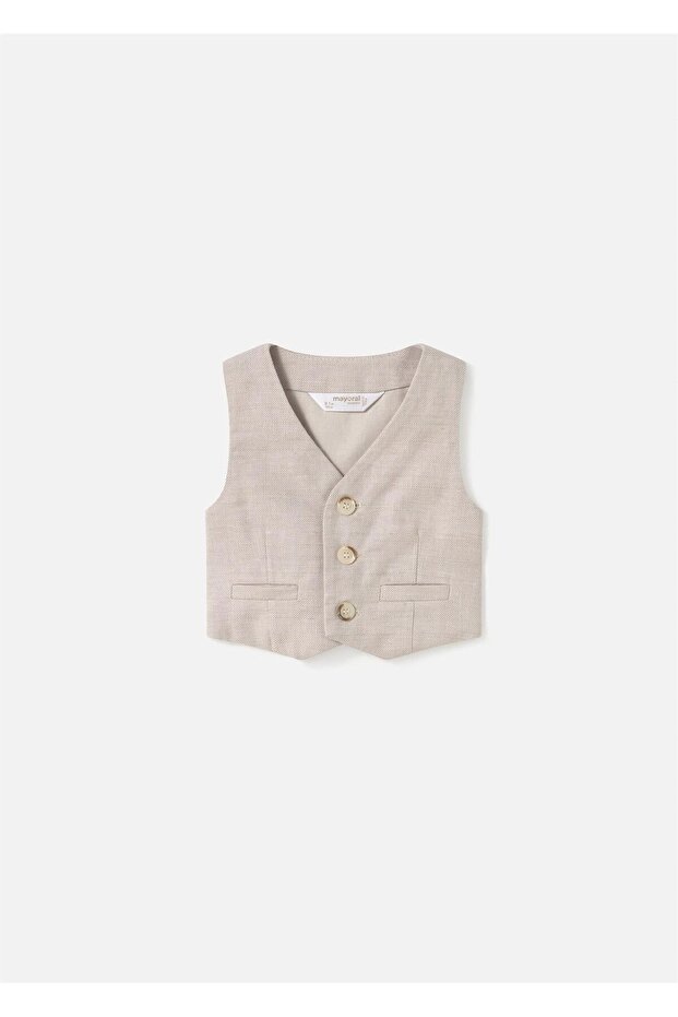 Baby Boy Linen Vest Beige 1394