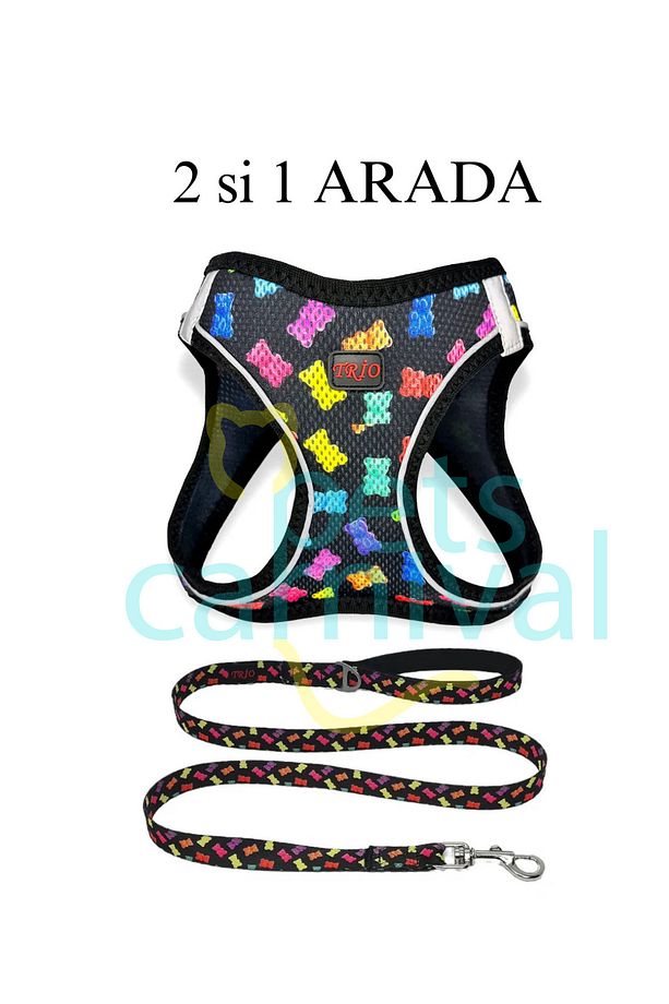 Kedi Köpek Air-mesh Göğüs Tasması Ve Gezdirme Sevk Kayışı Seti Jellybean 2si1 Arada - 1