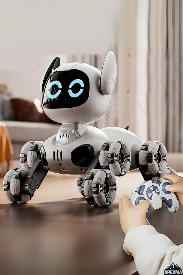 Oyuncak Uzaktan Kumandalı Şarjlı Çift Bataryalı Sesli Müzikli Dokunma İle Demo Akrobat Robot Köpek - 7