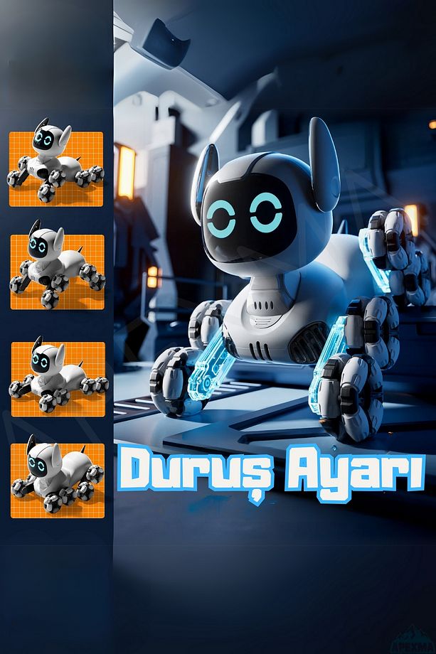 Oyuncak Uzaktan Kumandalı Şarjlı Çift Bataryalı Sesli Müzikli Dokunma İle Demo Akrobat Robot Köpek - 5