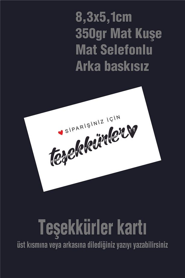 Teşekkürlerrr Kartı 350gr Mat Kuşe/ - 100 Adet 8,3x5,1 Cm - 1