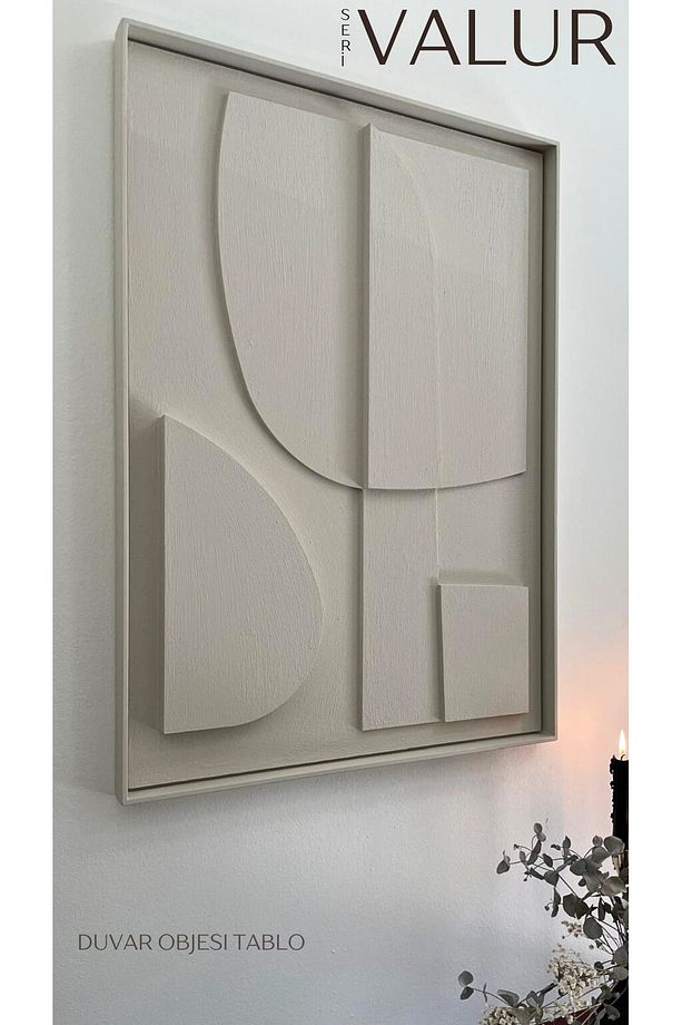 İskandinav Modern Soyut 3d Duvar Objesi Dokulu El Yapımı Minimalist Bohem Tablo - 3