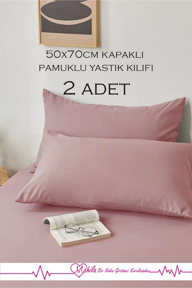 2 Adet Lüks Pamuklu Yastık Kılıfı 50x70 Kapaklı Model, Pamuklu Yastık Kılıfı - 1