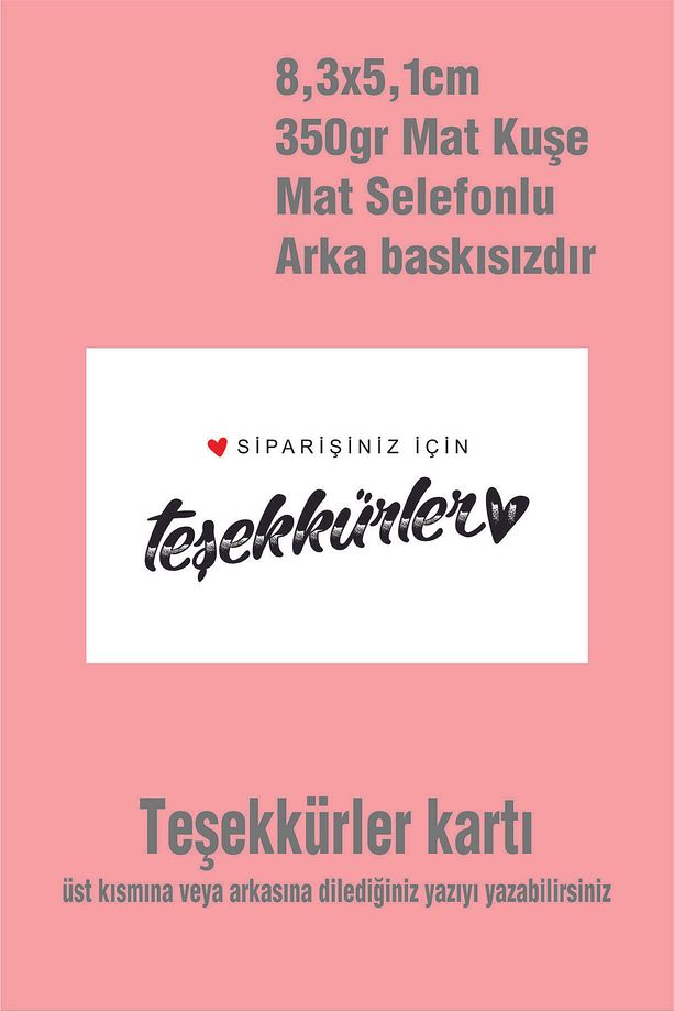 Teşekkürlerrr Kartı 350gr Mat Kuşe/ - 100 Adet 8,3x5,1 Cm - 5