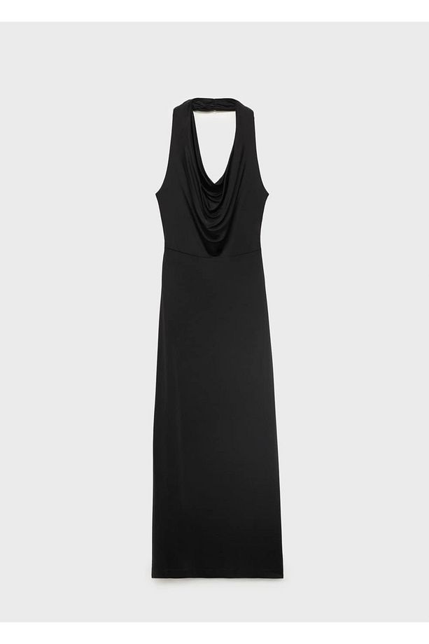 Sırtı açık drape elbise - 3