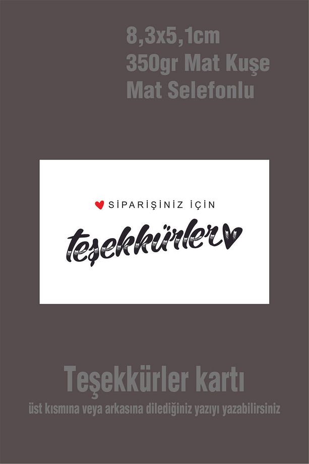 Teşekkürlerrr Kartı 350gr Mat Kuşe/ - 100 Adet 8,3x5,1 Cm - 3