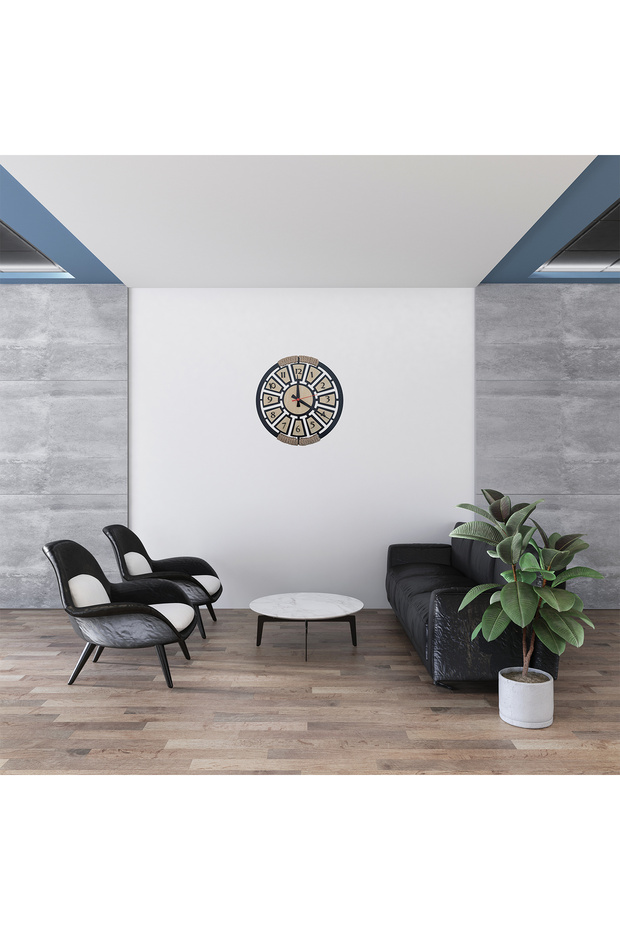 Ahşap Halatlı Modern Duvar Saati - 5