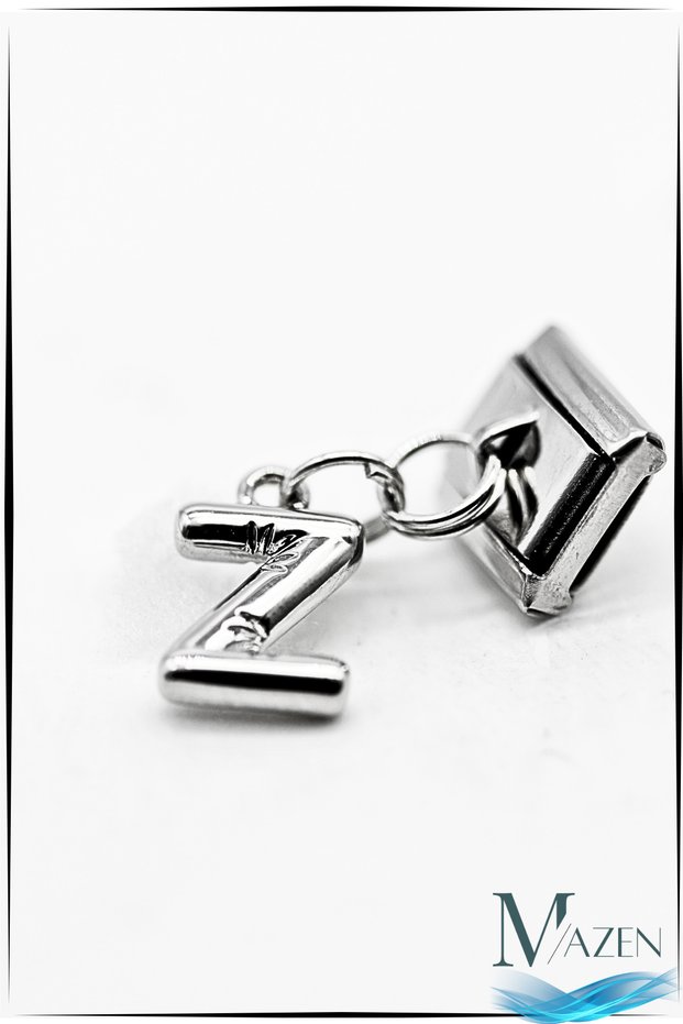 Z Letter Hanging Steel Curved Letter Charm – Italian Bracelet Compatible