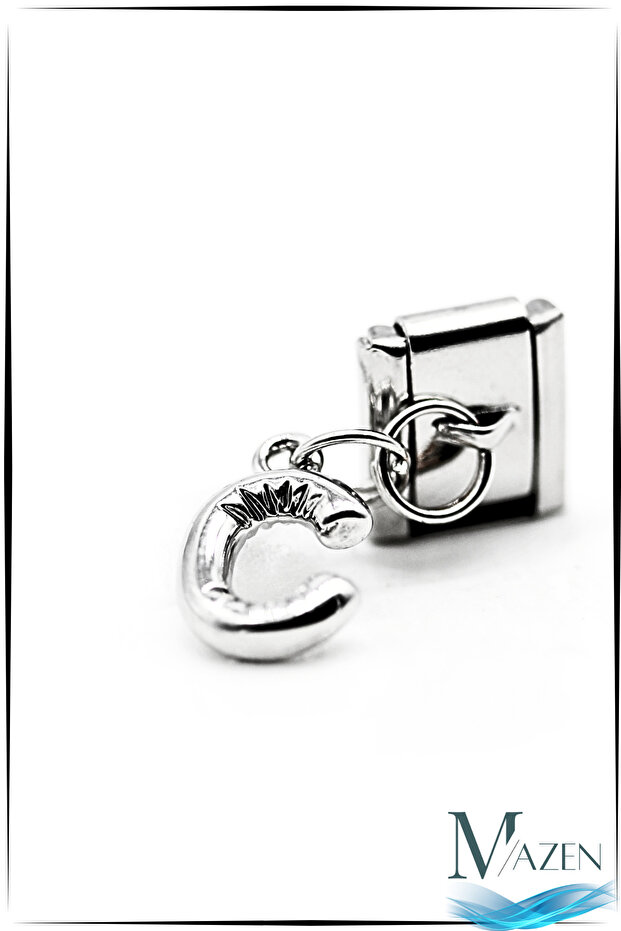 Letter C Hanging Steel Curved Letter Charm – Compatible with Italian Bracelets