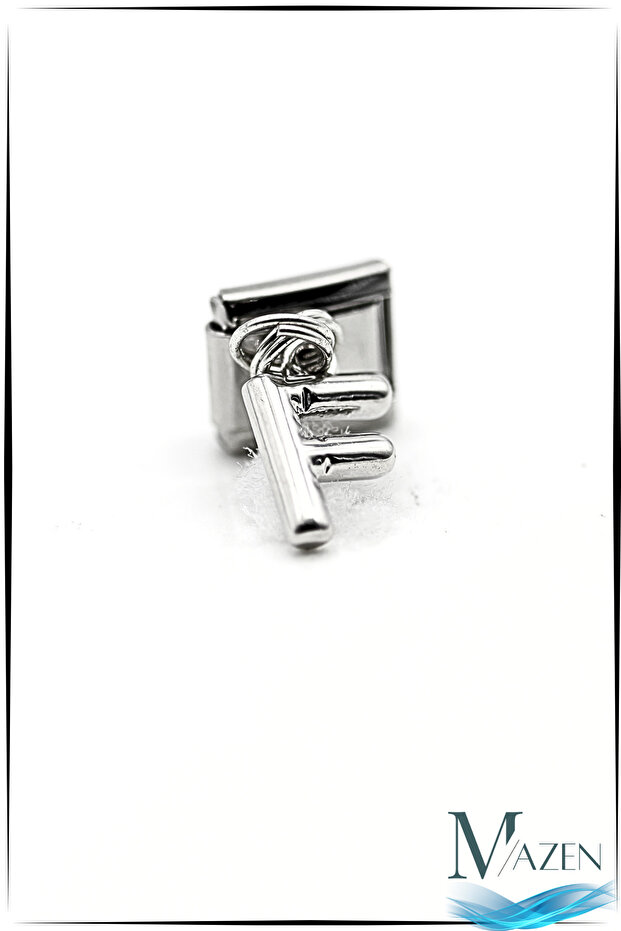 F Letter Hanging Steel Curved Letter Charm – Compatible with Italian Bracelets