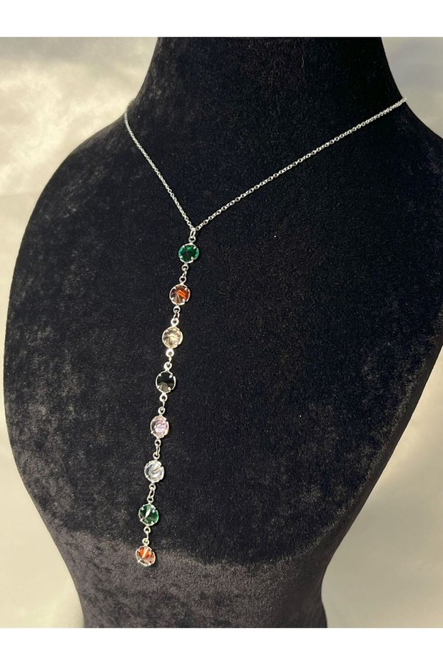 Y Necklace with Round Stone