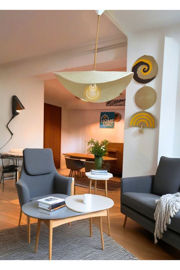 Moderin Yaprak Tasarım Rustik Jüt Örgü Lamba Tutucu Dekoratif ŞIk Görünümlü LED Ev Otel Restorant - 4
