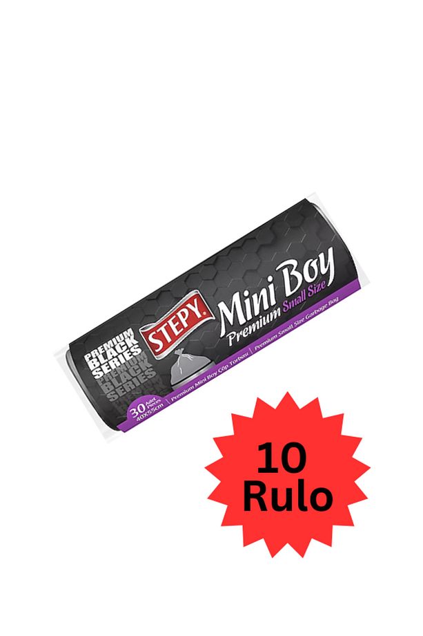 Mini Boy Siyah 30'lu 10 Rulo Çöp Poşeti - 1