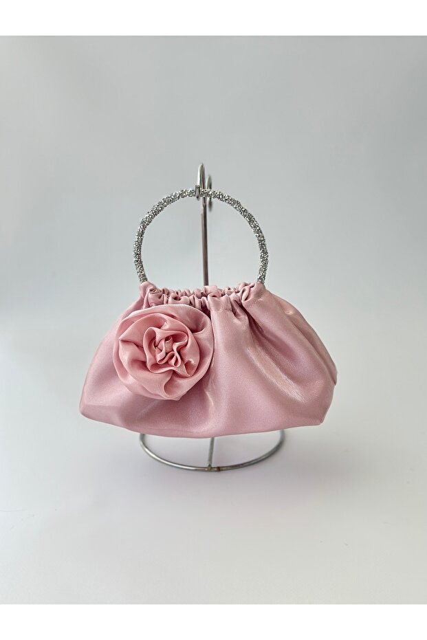 Copy - Shiny Satin Rose Portfolio Evening Dress Handbag