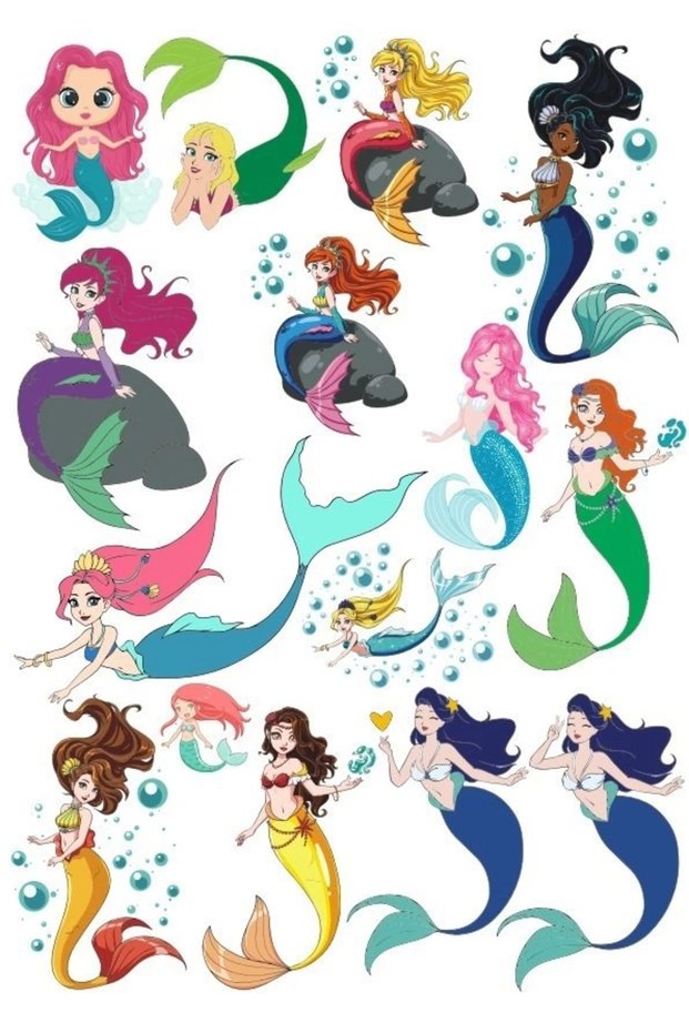 Mermaid Sticker Set-2 17 Pieces Phone, Tablet, Notebook, Laptop Sticker