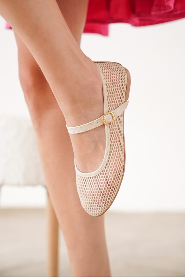 Netta Women's Casual Ballerinas with Mesh Belt Detail