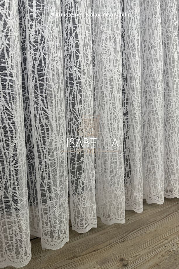 Kabuğun Işıltısı Ağır Gramajlı Örme tül (1x2.5 Pile Dikişli) ütü istemez. - 5