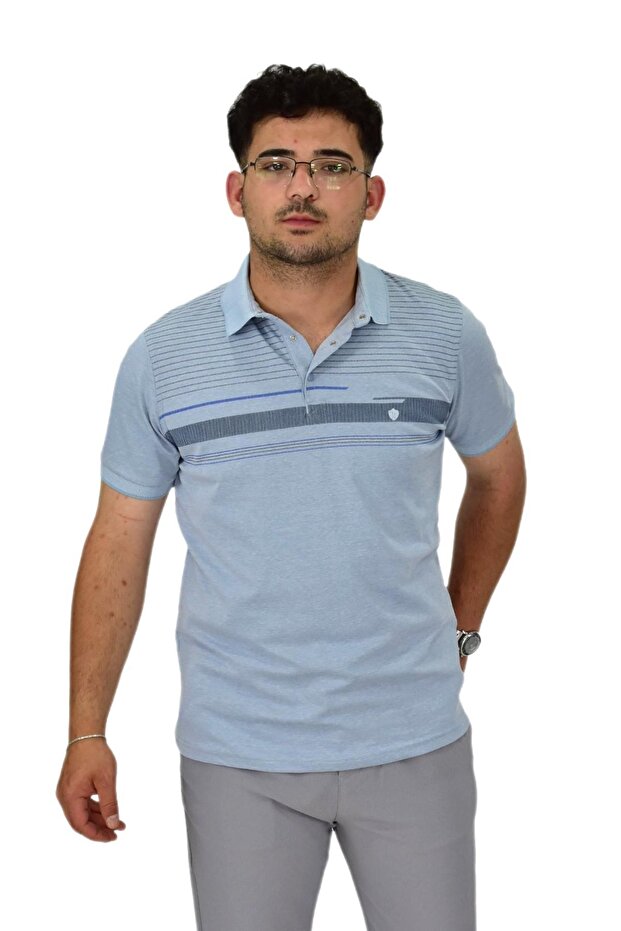 تي شيرت مخطط بياقة بولو للرجال T273 BGL-ST04592