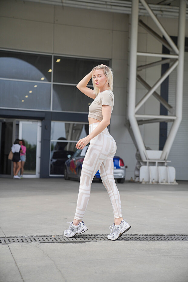 Sports Leggings Linerush Beige Leggings with Print